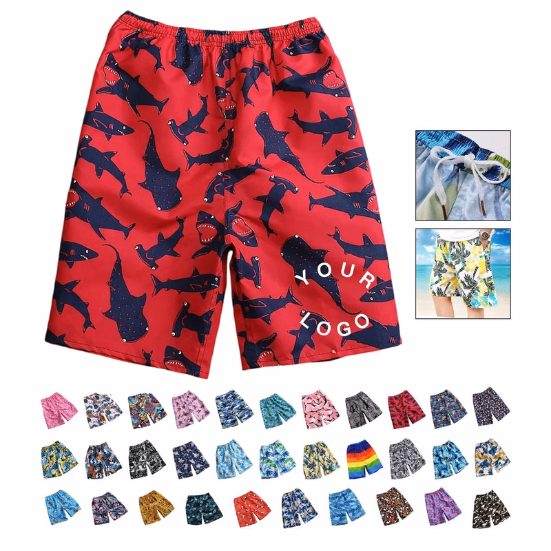 Polyester Beach Shorts with Adjustable Drawstring Waist