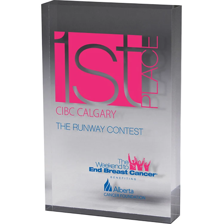 Clear Rectangular Acrylic Paper Weight (5"x 7"x 3/4") Screen-printed 1