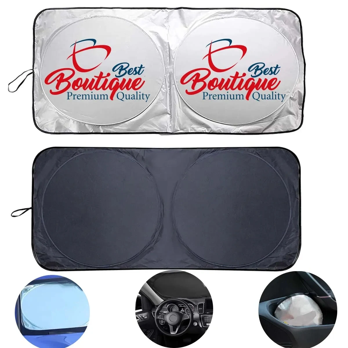Custom Durable Foldable Reflective Car Windshield Sunshade 1