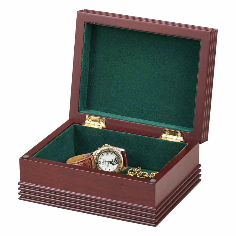 ROSEWOOD FINISHED BOX WITH FOREST GREEN INSIDE