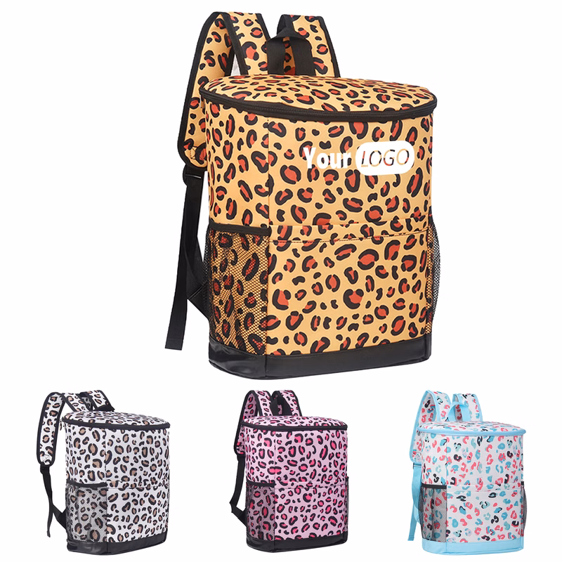 Oxford Leopard Print Double Shoulder Insulated Picnic Bag