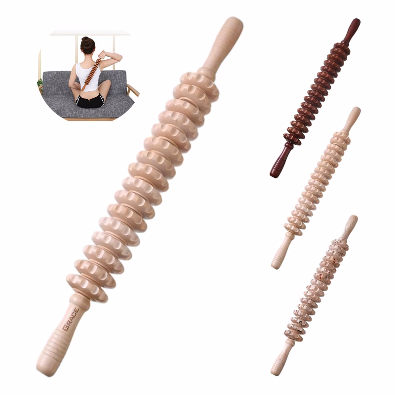 Wooden 16-Roller Muscle Relaxation Massage Stick
