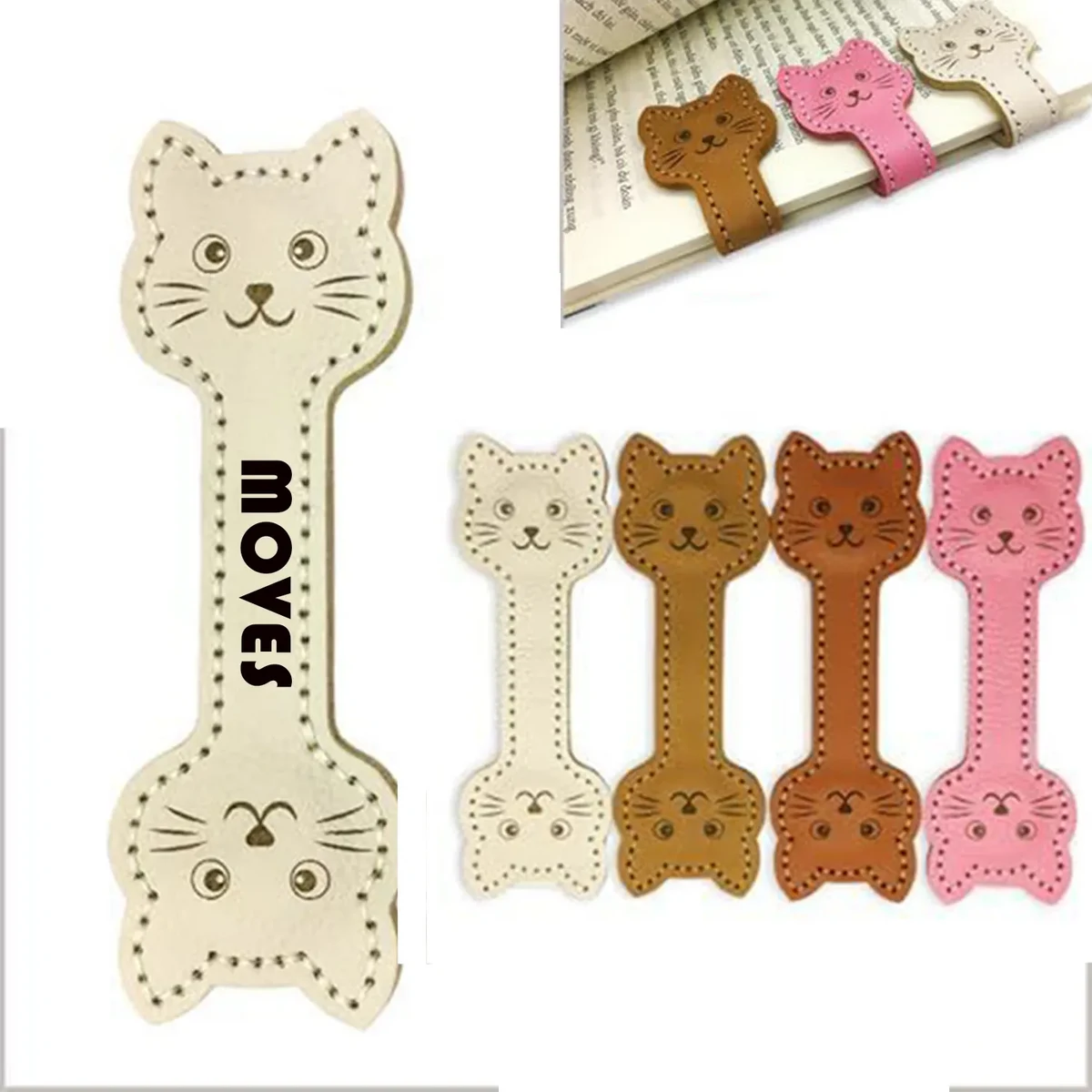 Cat PU Leather Magnetic Bookmark 1