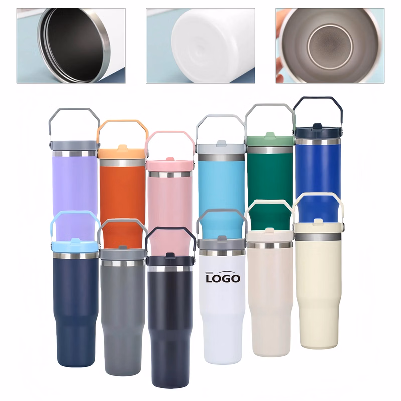 Large Stainless Steel Insulated Travel Mug With Straw