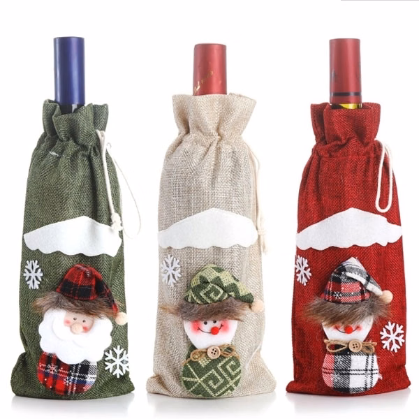 Christmas Snowman Santa Wine Bottle Cover Bag