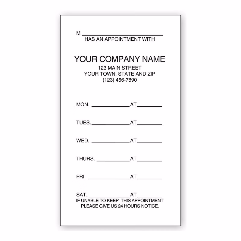 Appointment Cards, One-sided, Imprinted
