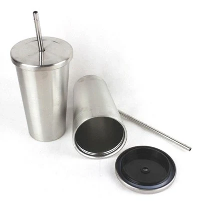 16Oz Double Layer Stainless Steel Straw Cup 1