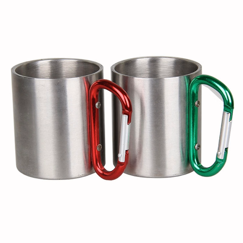 10 OZ Stainless Steel Travel Mug with Carabiner Handle