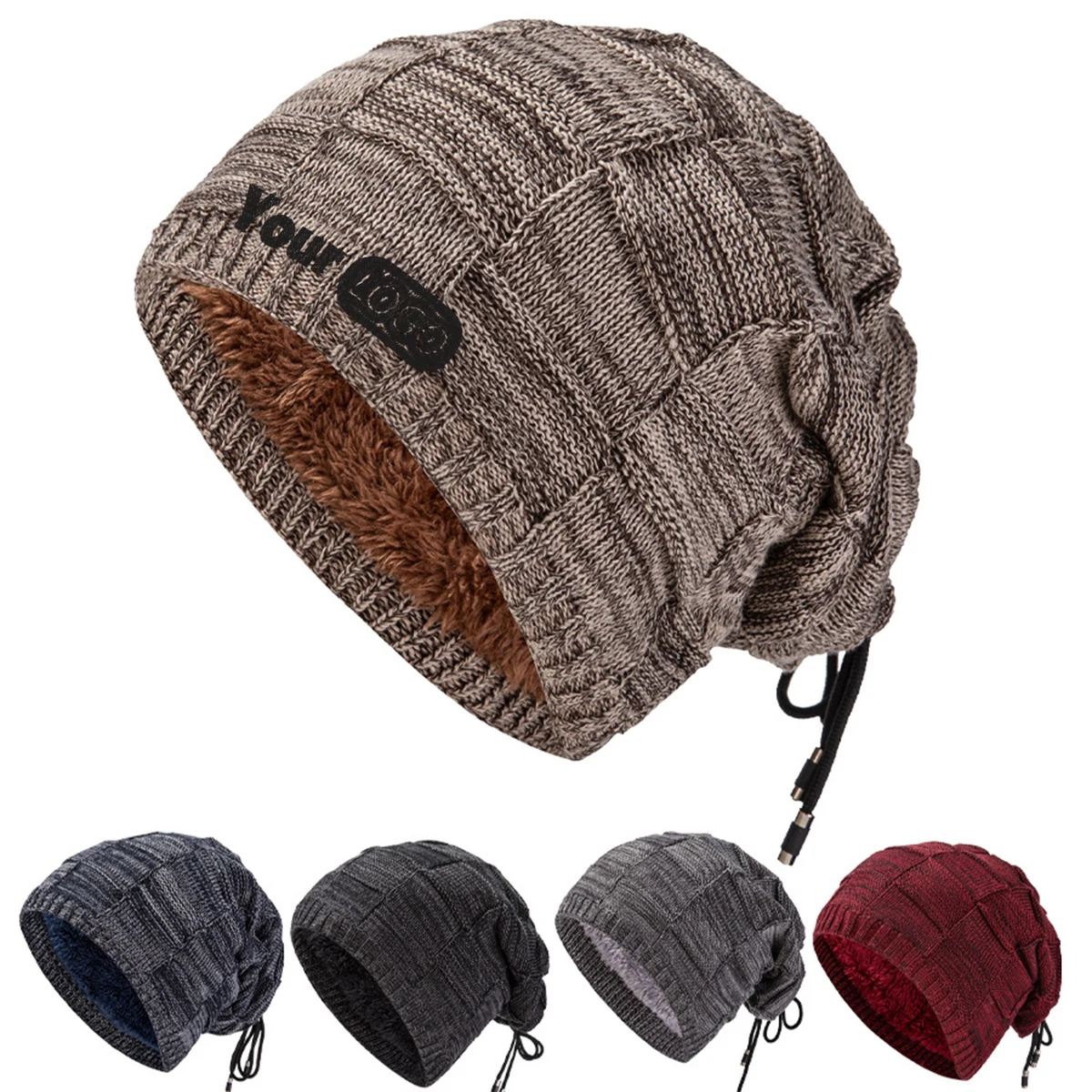 Winter Double use Fleece Neck Warmer Scarf Beanie Hat 1