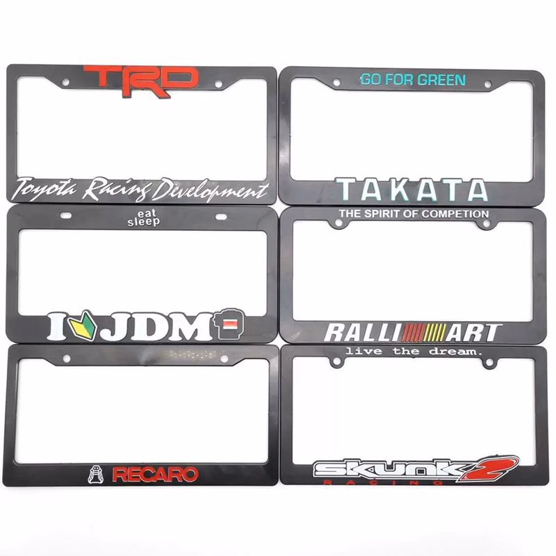 Custom 4 Holes Full Color Aluminum Alloy License Plate Frame Straight Bottom 12.2"L X 6.3"W