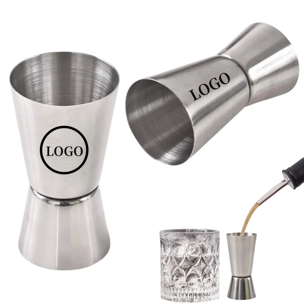 1oz & 2oz Stainless Steel Double Cocktail Jigger 1