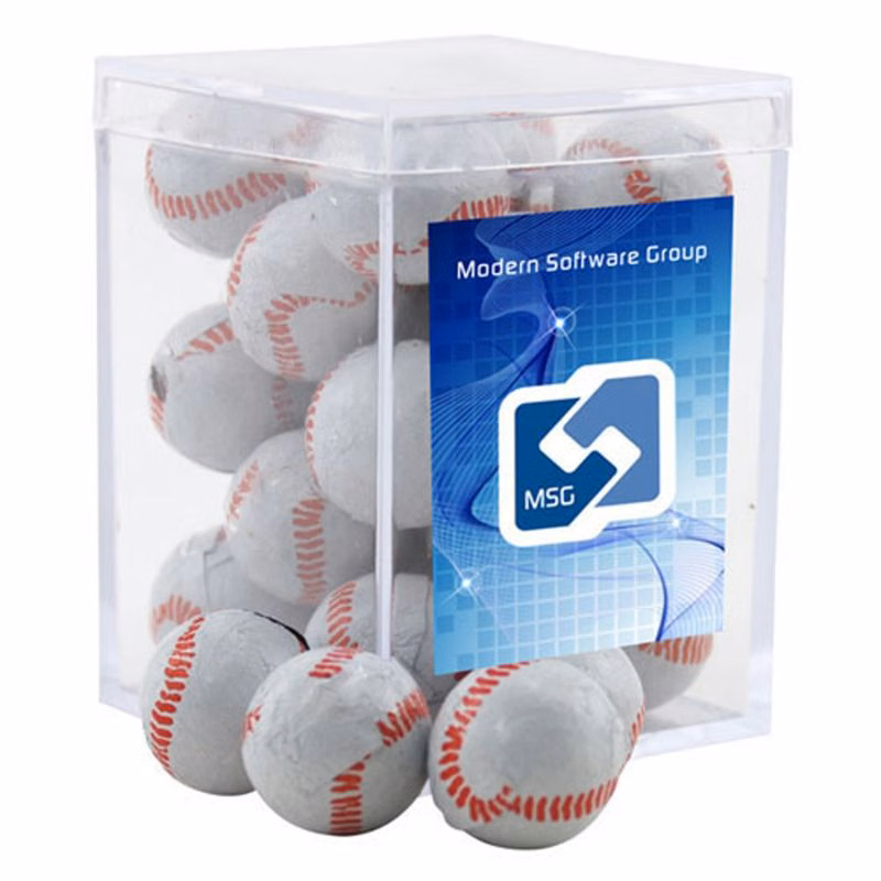 Acrylic Box with Chocolate Baseballs