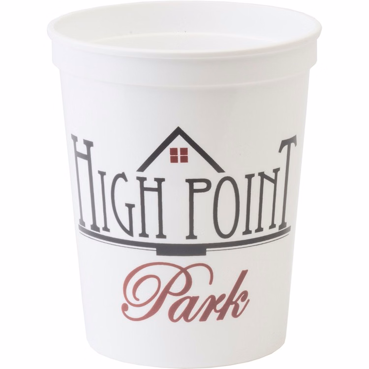 16 oz. Smooth Walled Plastic Stadium Cup with Automated Silkscreen Imprint