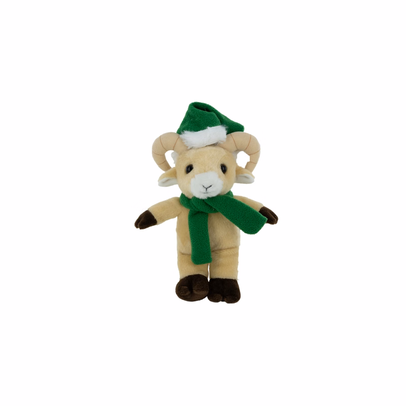 Plush Ram with Christmas Hat & Scarf