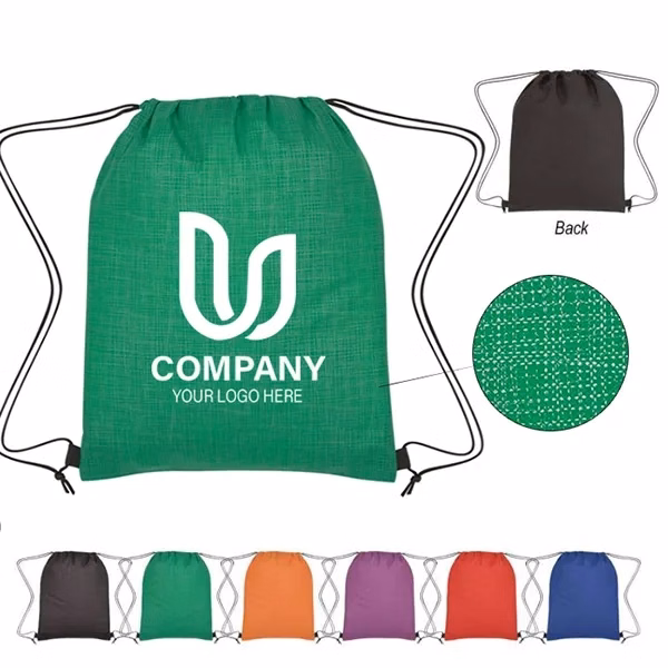 Crosshatch Non-Woven Drawstring Bag -12.6x16