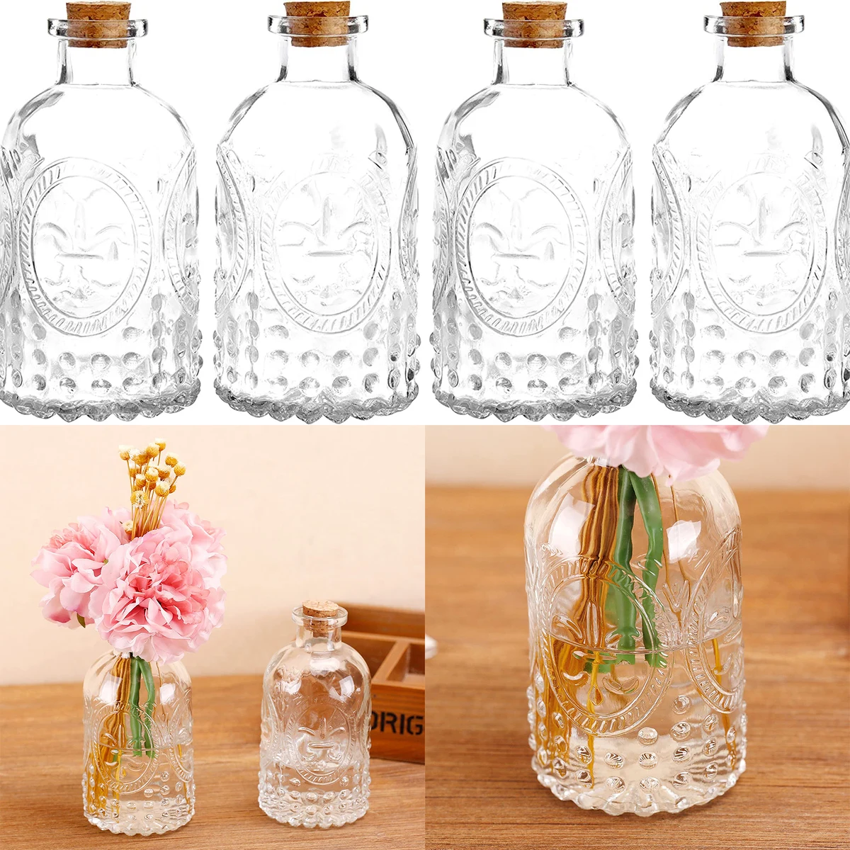 Vintage Embossed Clear Glass Diffuser Bottle 1