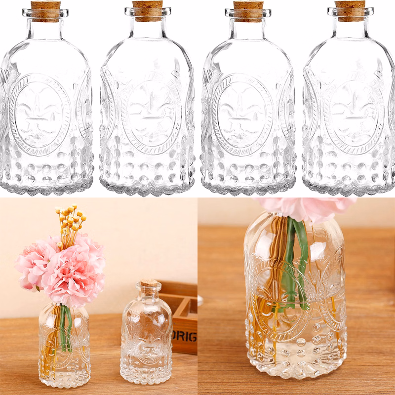 Vintage Embossed Clear Glass Diffuser Bottle