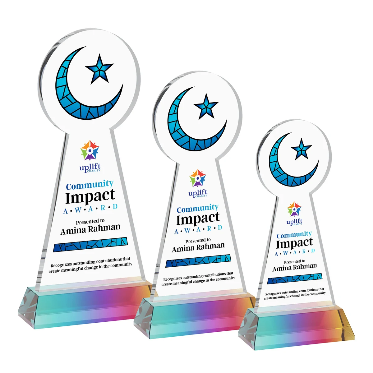 Crescent & Star VividPrint™ Award on Hartford Base-Prismatic 1
