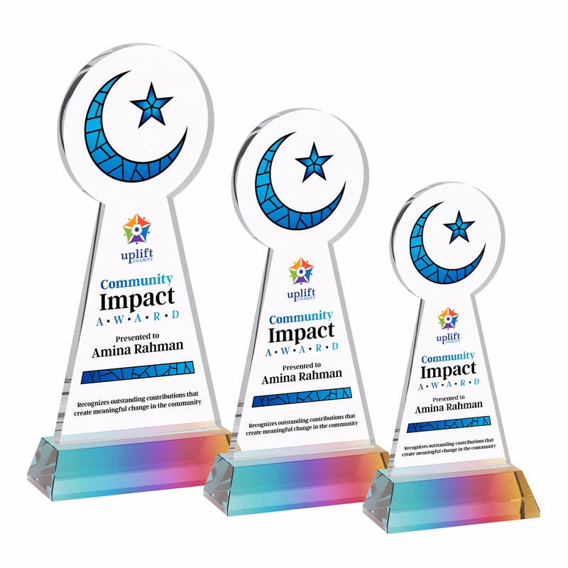 Crescent & Star VividPrint™ Award on Hartford Base-Prismatic