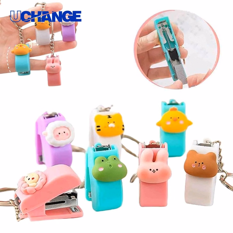 Cartoon Mini Stapler with Keychain