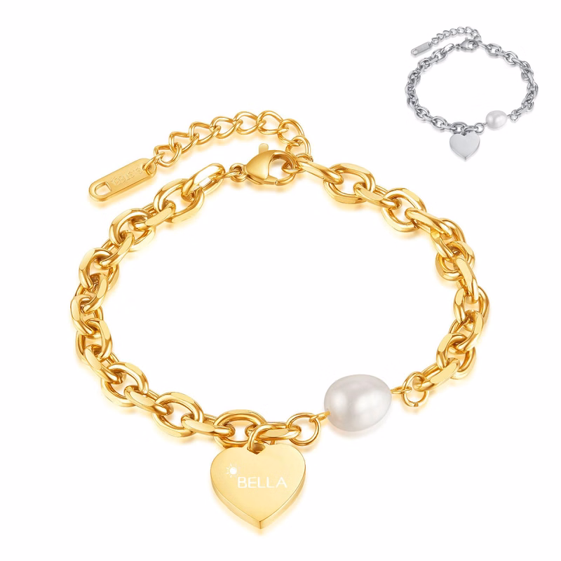 Titanium Steel Love Pearl Bracelet