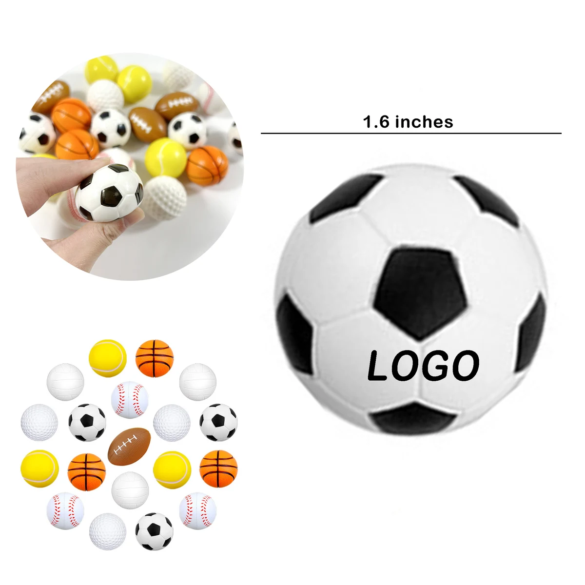 Mini Sports Stress Ball - 1.6 Inch PU Foam 1
