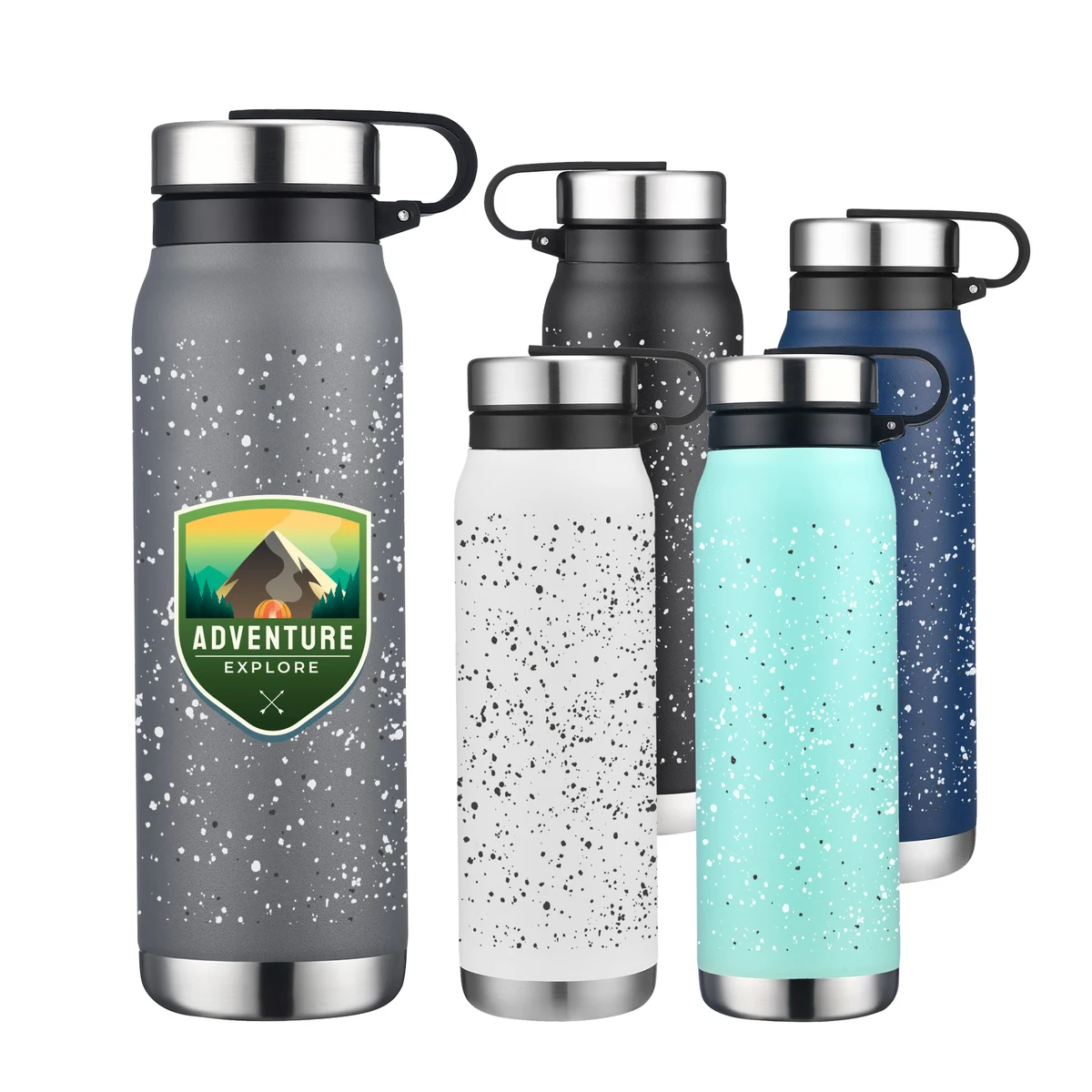 20 oz. Speckled Design Stainless Steel Vacuum Water Bottle w/Twist Lid, custom water bottle with logo imprint 1