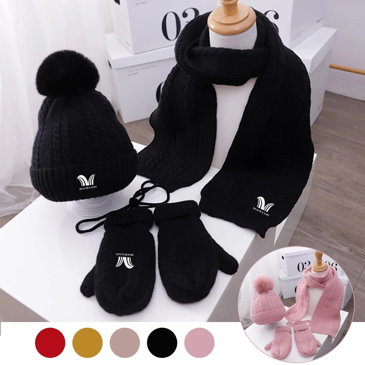 Kids Winter Hat Scarf Gloves Set 1