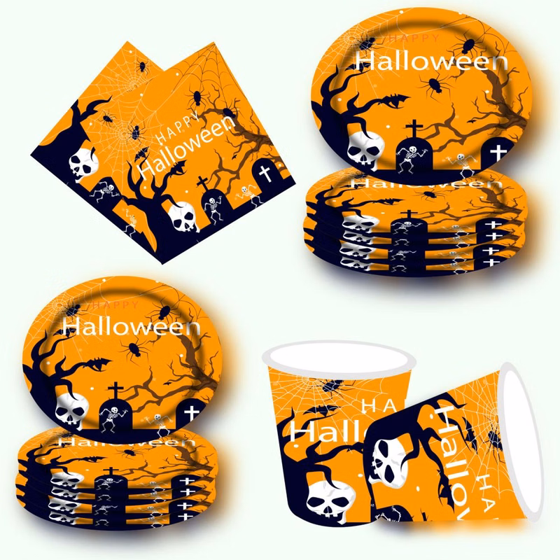 Halloween themed party Disposable tableware paper tray and cup