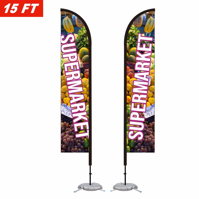 15' Feather Flag Kit-Double Sided With Cross Base&Water Bag