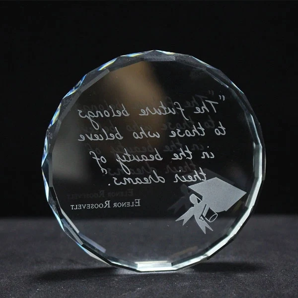 Round Faceted Crystal Paperweight 1