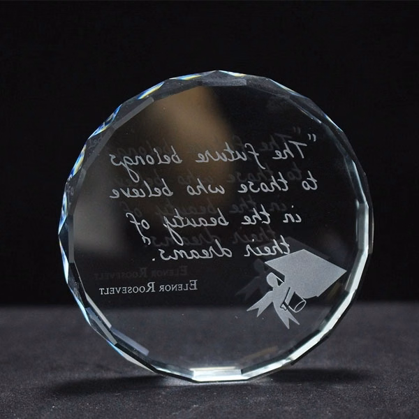 Round Faceted Crystal Paperweight