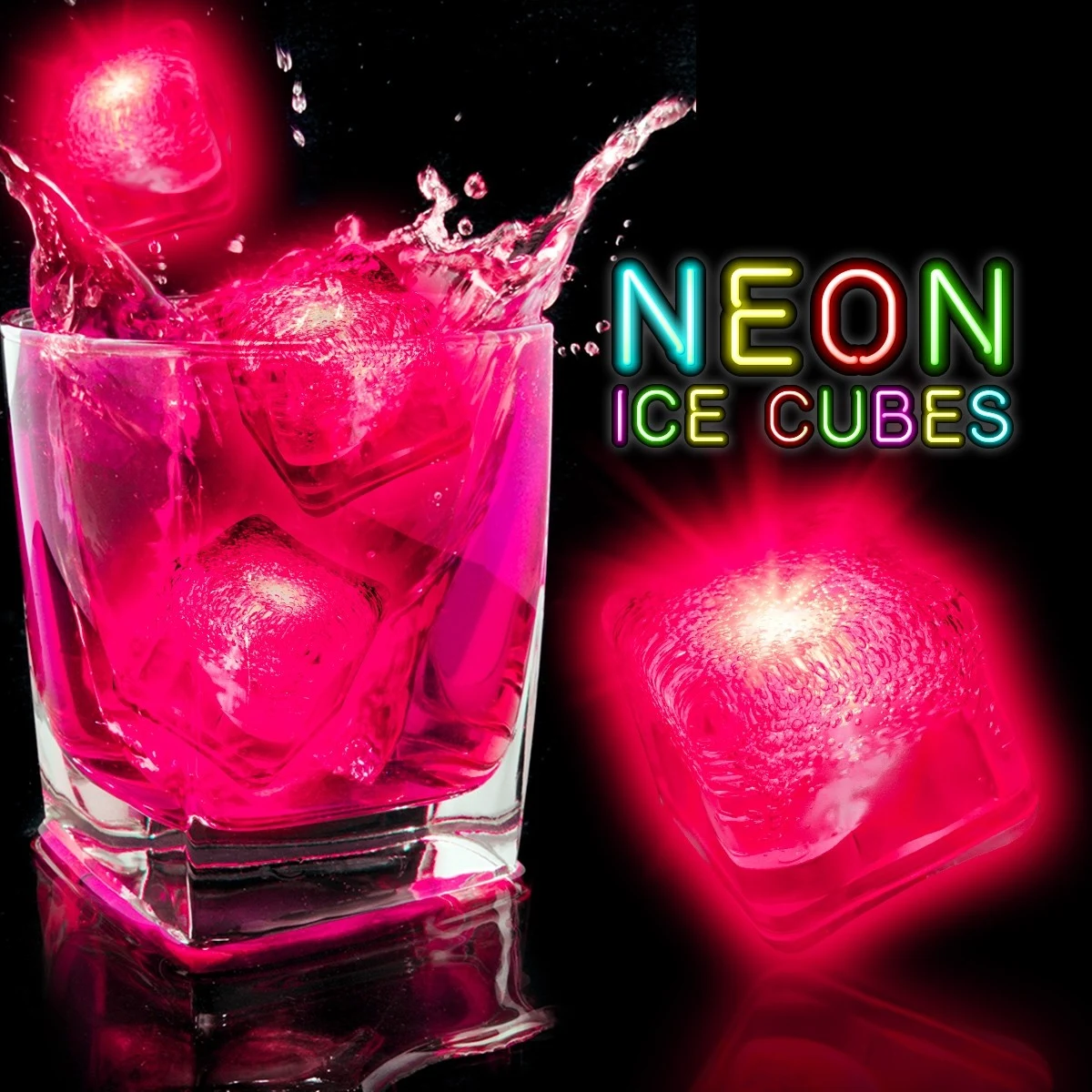 Neon Pink Lited Ice Cubes(Blank) 1