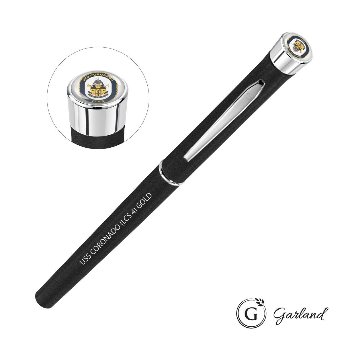 Garland® Tactical Custom Textured Rollerball Pen - Chrome 1