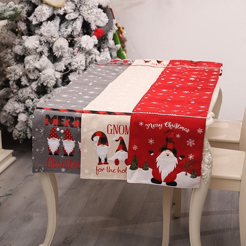 Christmas Embroidered Faceless Elderly Table Runner