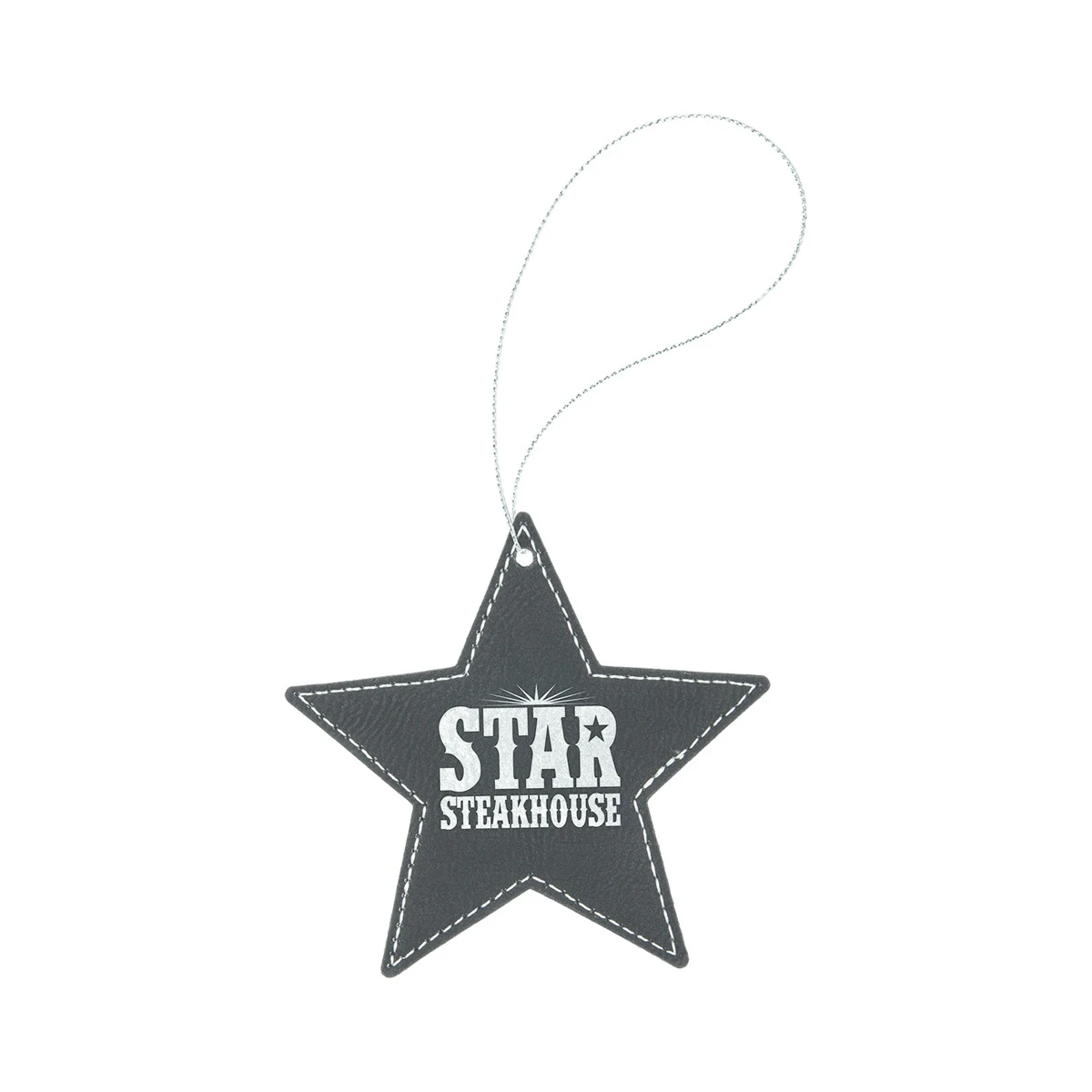 Black/Silver Leatherette Star Ornament 1