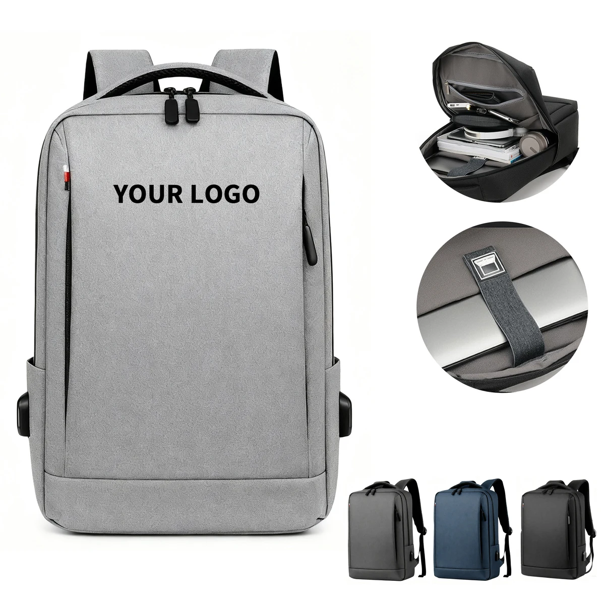 Water Resistant Laptop Daypack With USB Port 12.2 x 4.7 x 7.7" 1