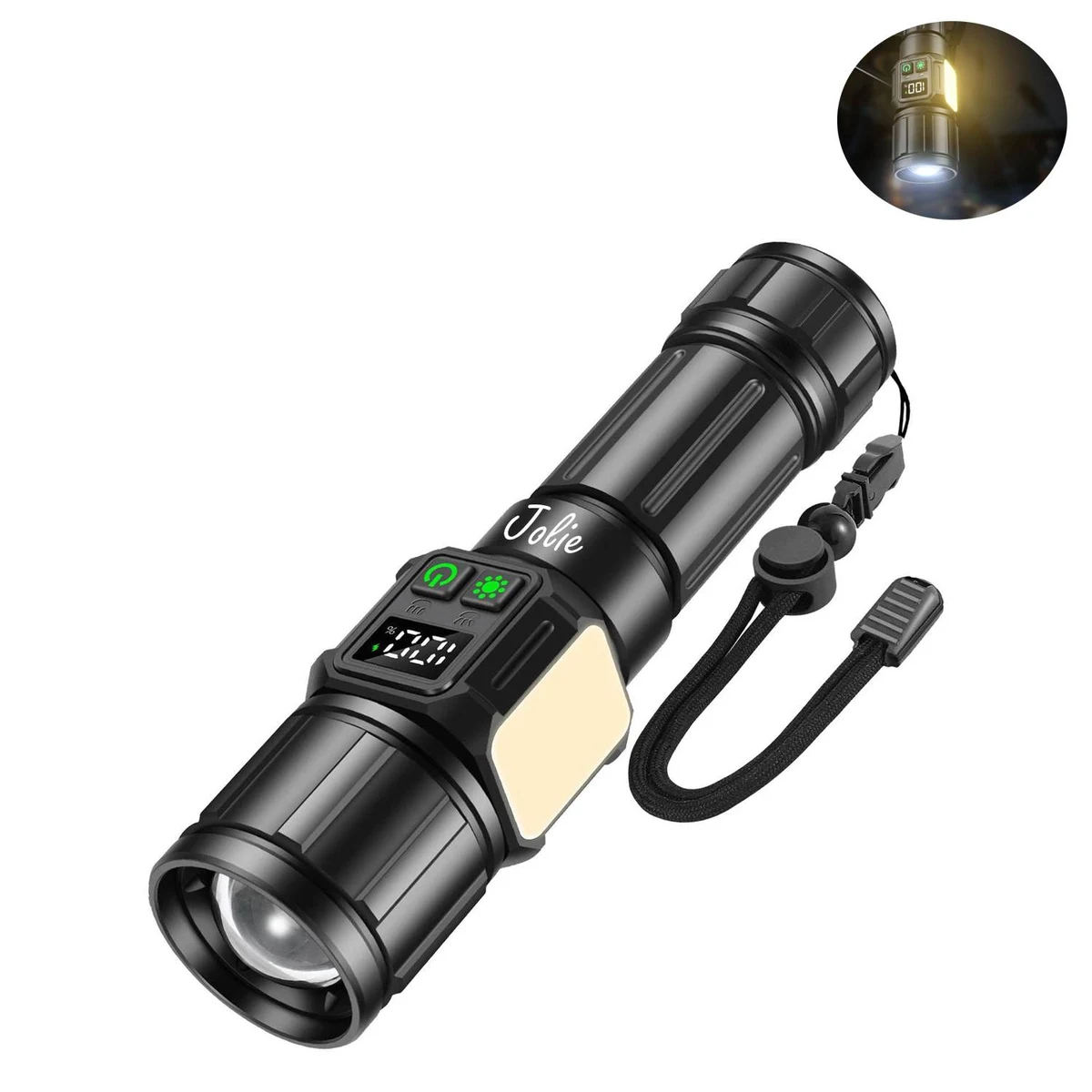 Magnetic Rechargeable COB Flashlight with LCD Display 1