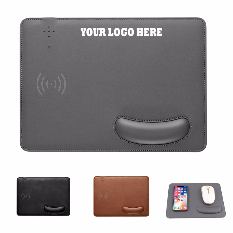 PU Leather Wireless Mouse Pad With Wrist Rest