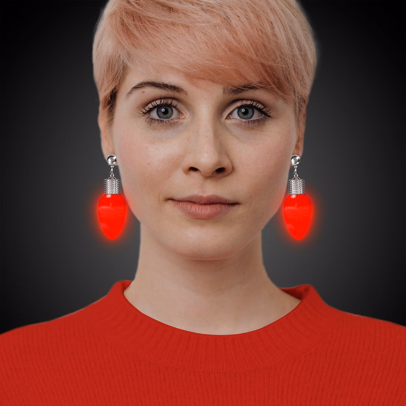 Red Bulb LED Clip-On Earrings