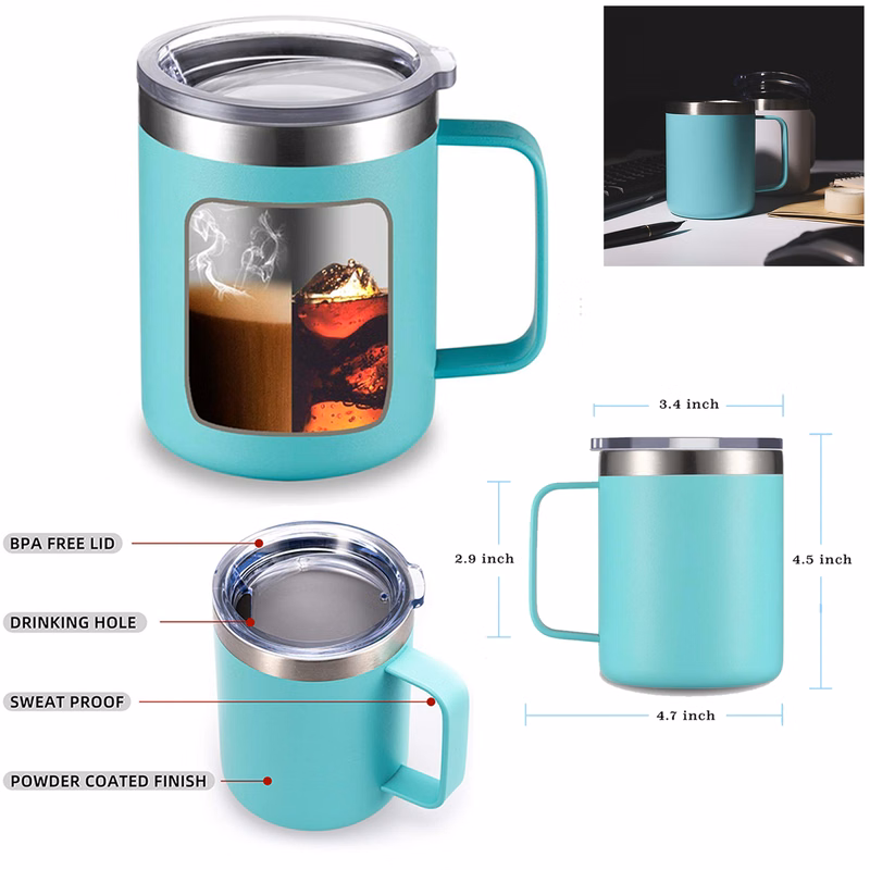 12 oz Stainless Steel Coffee Cup with Handle