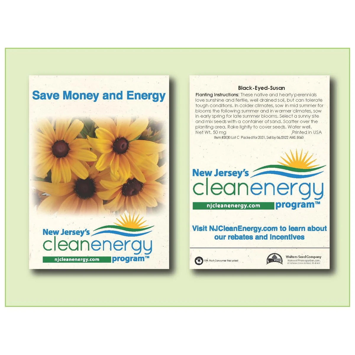 Black Eyed Susan Flower Seed Packet - Size 3.25" x 4.5" 1