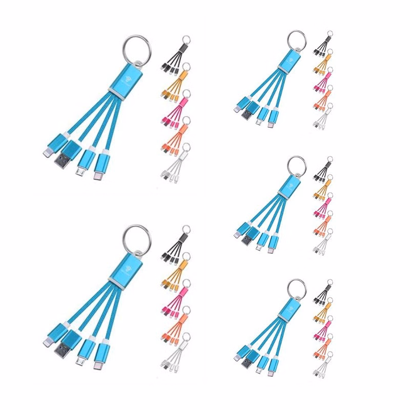 3 in 1 Premium Short Charging Cable with Key Ring