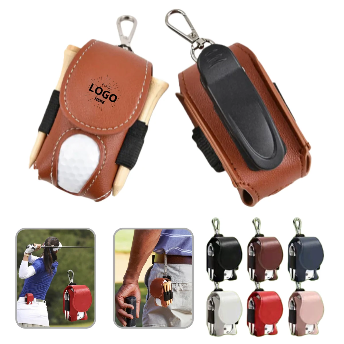 Golf Ball Bag Pouch with Tee Holder with Belt Clip 1