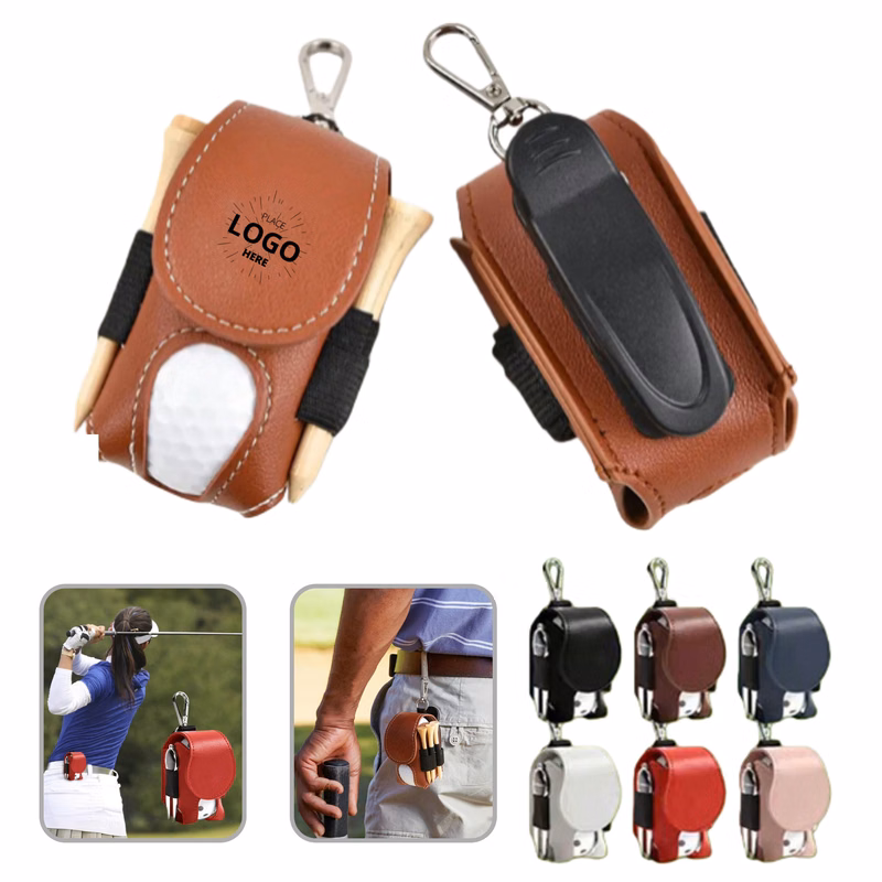 Golf Ball Bag Pouch with Tee Holder with Belt Clip