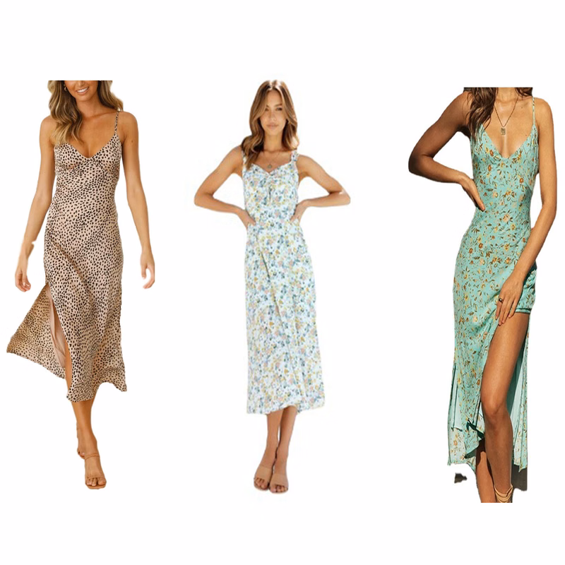 Halter Small Floral Hem Open Dress
