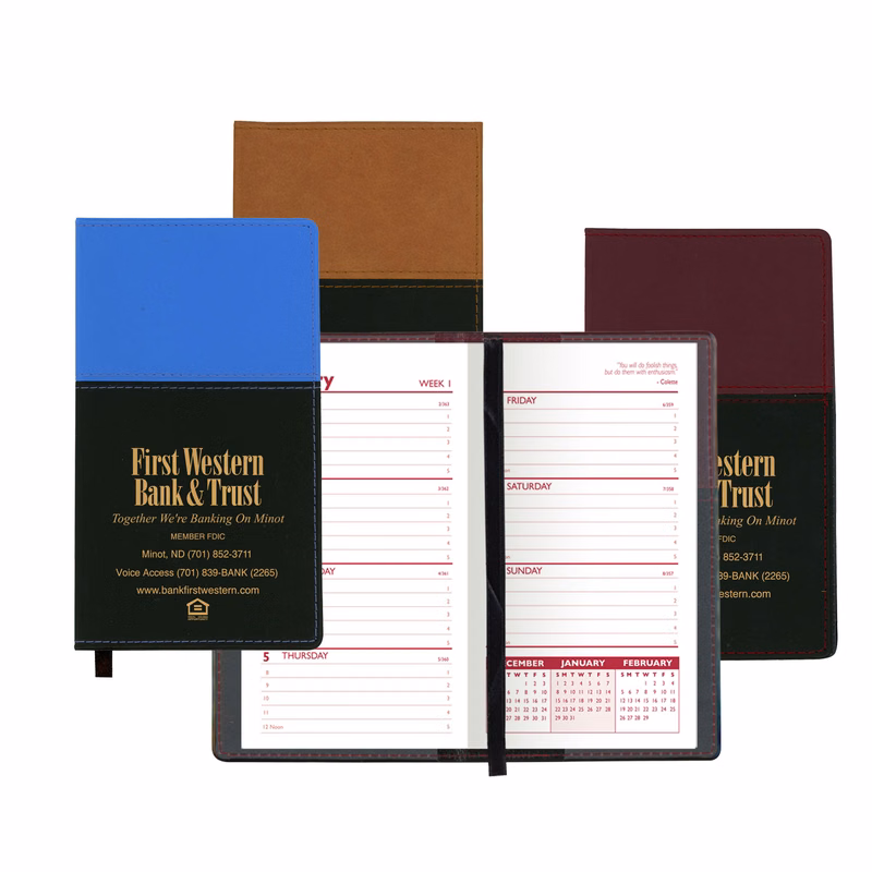 Mystic Series Soft Cover 2 Tone Vinyl Weekly Planner w/ Map / 1 Color