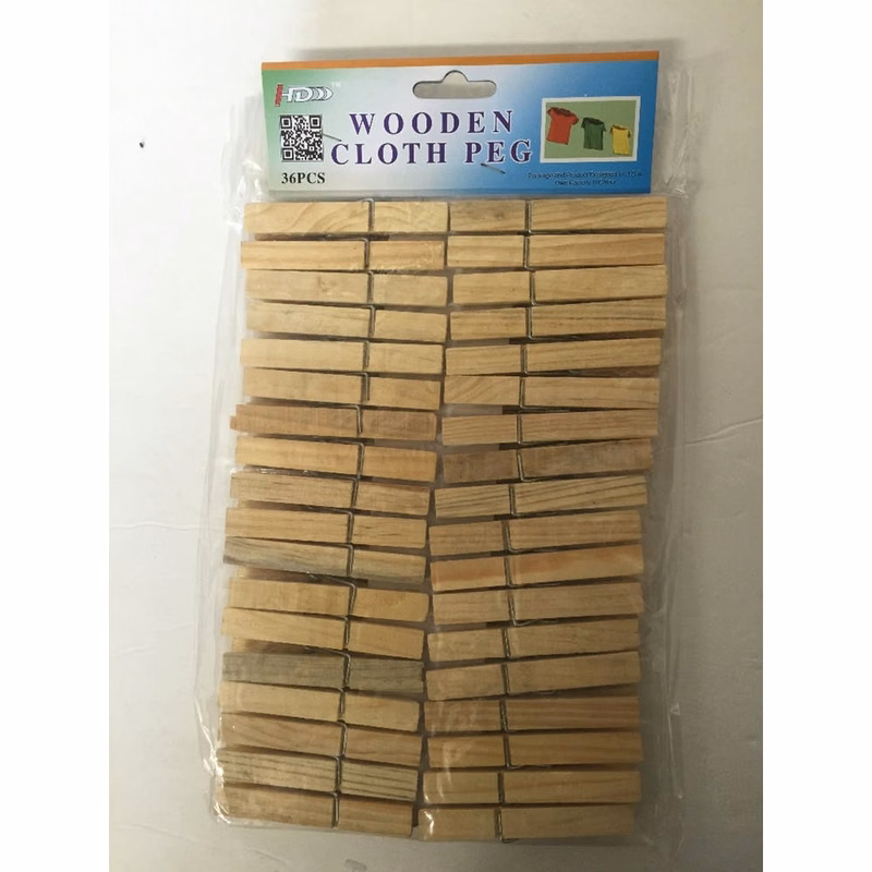 Wooden Clothespin Clips - Bamboo 20 Pack