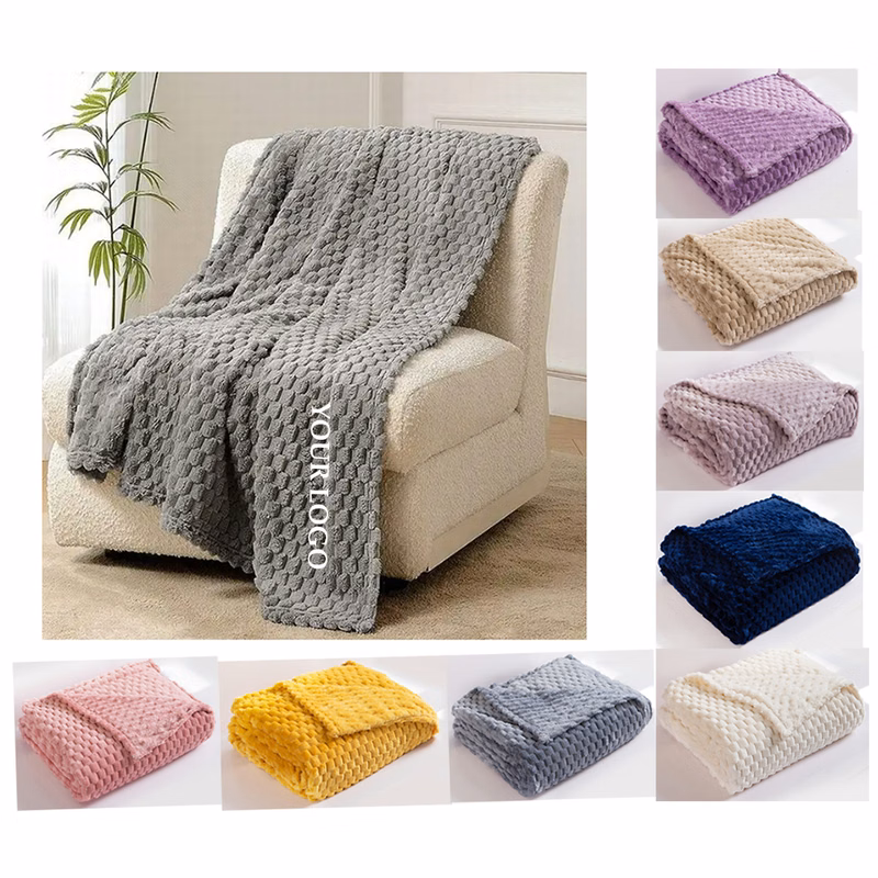 Pineapple Dot Jacquard Embossed Flannel Blanket