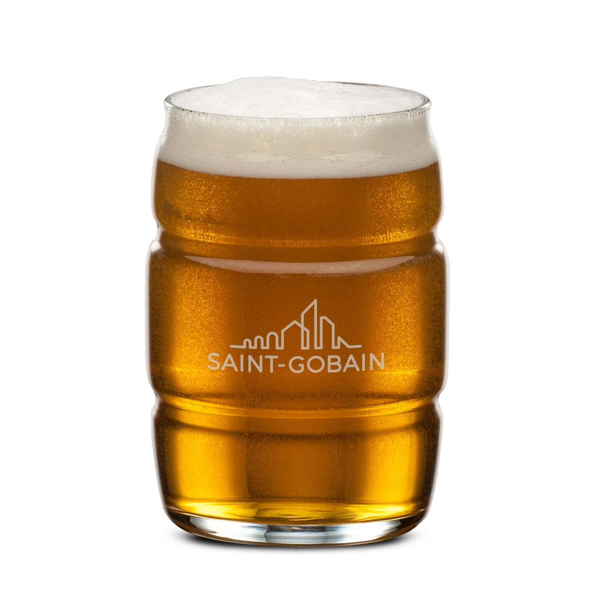 Barrel Beer Glass - Deep Etch 1